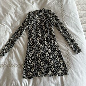 Tracy Reese black and white floral lace dress
